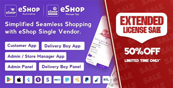 eShop - eCommerce Single Vendor App | Shopping eCommerce App with Flutter