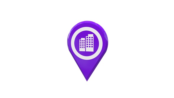 Apartment 3D Map Location Pin Purple V6