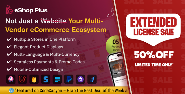 eShop Plus - Multi Vendor eCommerce, Multi Module Website in Laravel