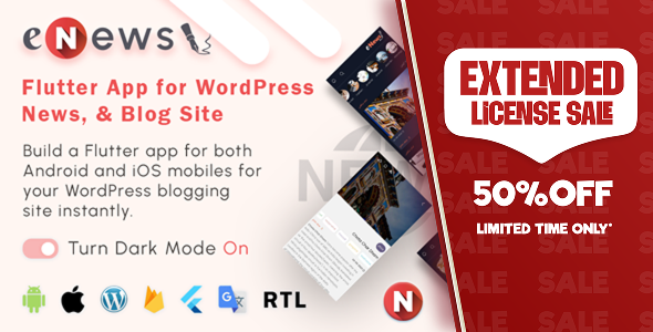 eNews - Flutter App for WordPress News, Magazine & Blog Site