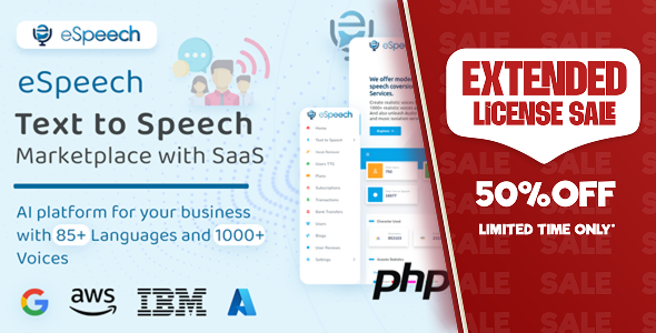 eSpeech - AI Text to Speech Marketplace with SaaS
