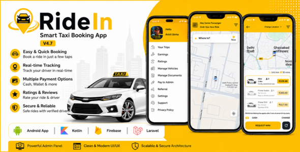 RideIn Taxi App- Android Taxi Booking App With Admin Panel