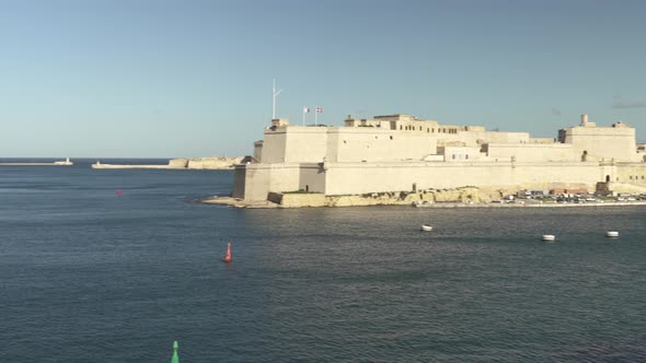 Panoramic View of Grand Harbour and Vittoriosa Yacht Marina on a Sunny Day in Malta