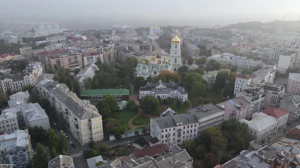 Cityscape of Kyiv, Ukraine. Aerial View, Slow Motion