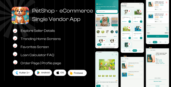 Petshop - eCommerce Single Vendor App With Admin panel