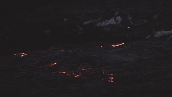 Glowing And Smoking Lava Flow From Erupting Fagradalsfjall Volcano