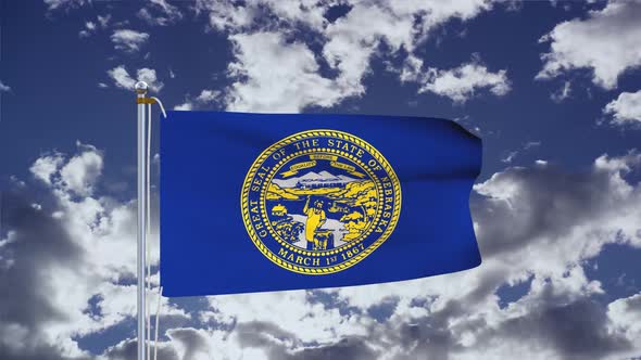 Nebraska Flag Waving 4k