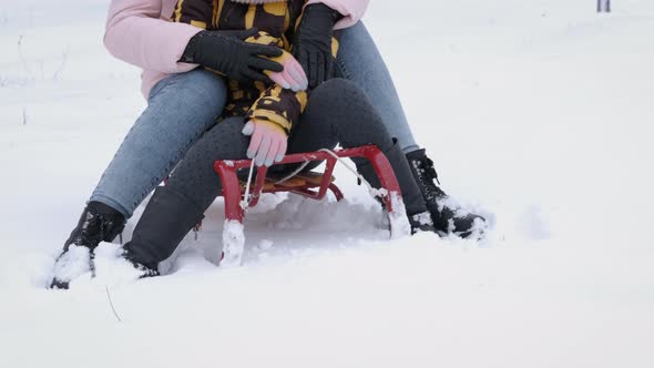 Mother with Girl on a Sleigh