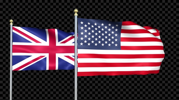 United Kingdom And United States Two Countries Flags Waving