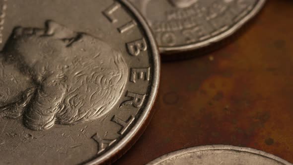 Rotating stock footage shot of American coins