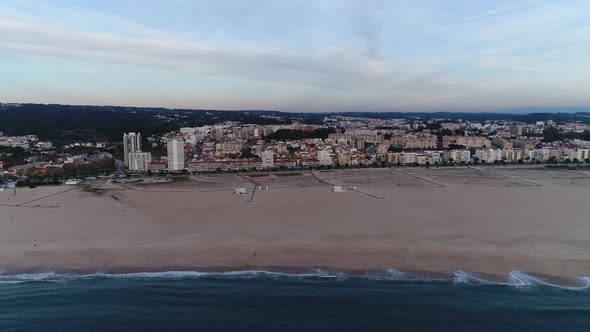 Fly Above Sea and City of Figueira da Foz, Portugal