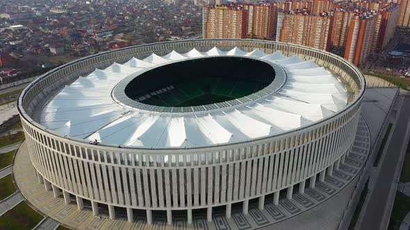 Aerial Photography of a Football Stadium During the Day