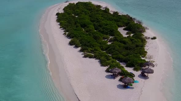 Aerial abstract of bay beach journey by blue lagoon and sand background