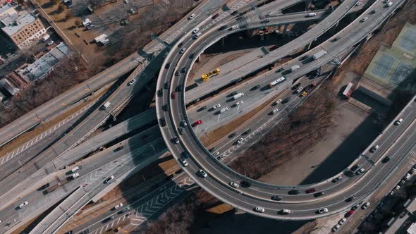 Cars Driving on Multilevel Highway in New York