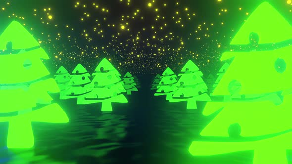 Christmas Pine Tree Neon 01 4k 