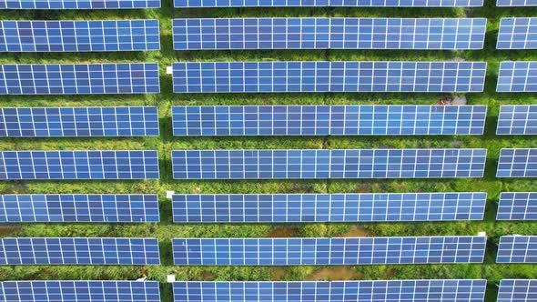 Aerial view of the solar panels in thailand