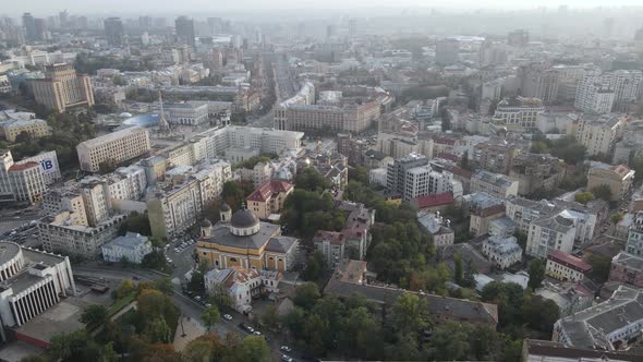 Cityscape of Kyiv, Ukraine. Aerial View, Slow Motion