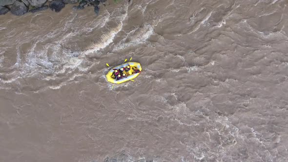 Aerial Following the Rafting Boat