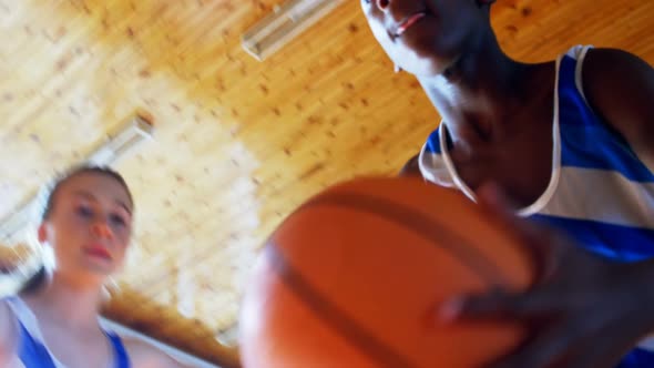 High school kids playing basketball 4k