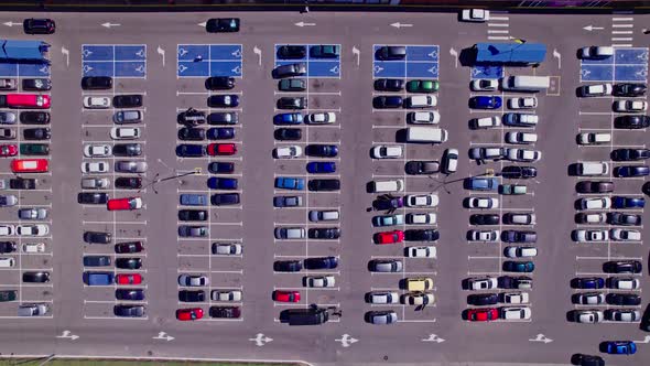 Top View Car Parking on Parking Place