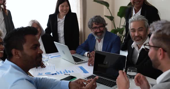 Multiracial business people working inside bank office - Meeting and startup concept