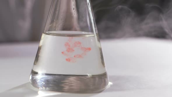 Colored Beautiful Chemical Reaction In Flask.