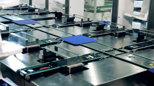 Automated Conveyor is Distributing Newlyproduced Solar Cells