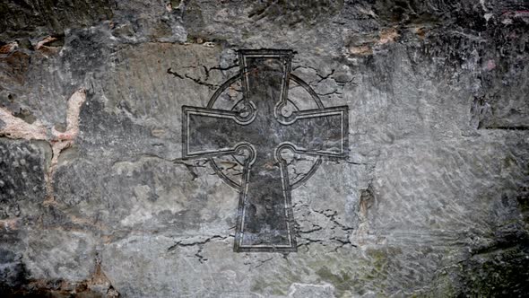 Celtic Cross in a Stone Wall alt
