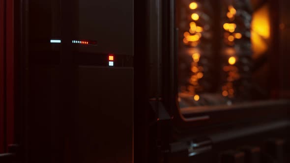 Futuristic Dark Data Center with Metal and Lights alt