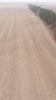 Vertical Video of a Field with Plowed Land in Autumn Slow Motion