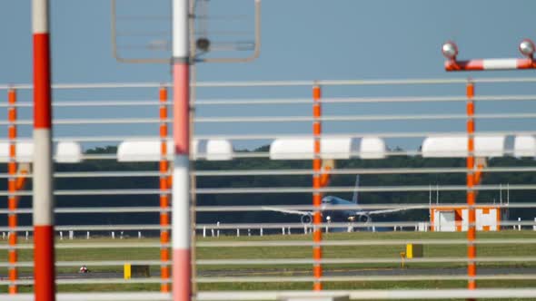 Unrecognizable Plane Arrives in Dusseldorf