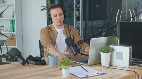 Content Creator Social Media Influencer is Recording a New Podcast