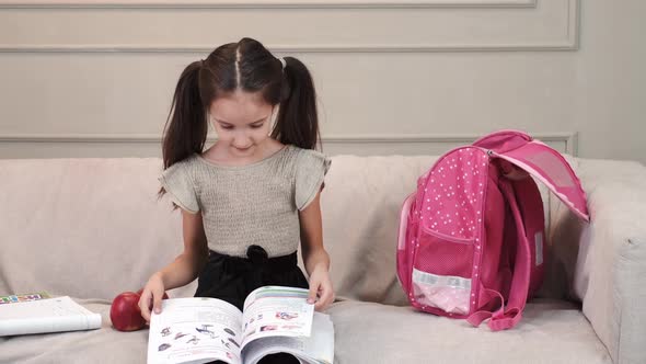 Preschooler Little Girl Drawing in Living Room