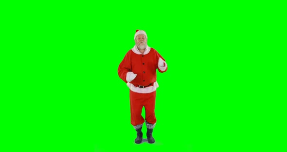 Santa claus dancing against green background 4k