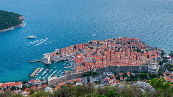 Aerial View Time Lapse of Dubrovnik Croatia