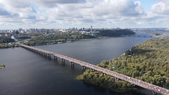 The Main River of Ukraine - Dnipro Near Kyiv. Slow Motion