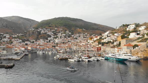 Aerial View of Entrance in Port of Hydra