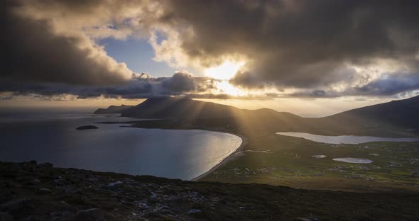 Time Lapse of Cloudy Mountains and Hills on Wild Atlantic Way in Ireland