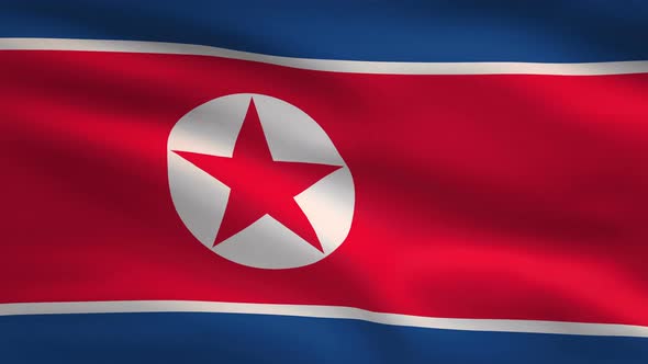 North Korea Windy Flag Background 4K