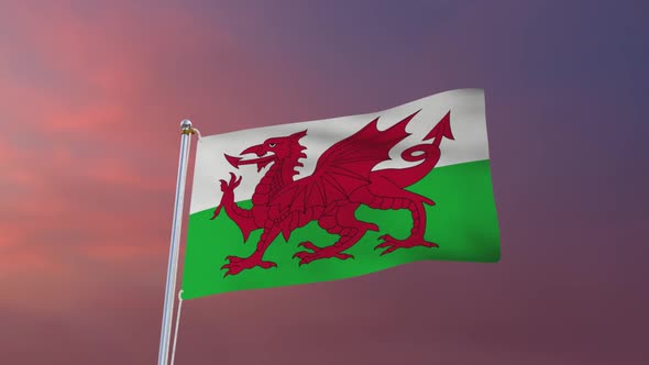 Flag Of Wales Waving