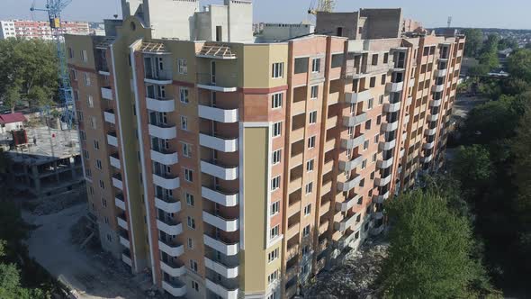 Aerial of an apartment building under construction