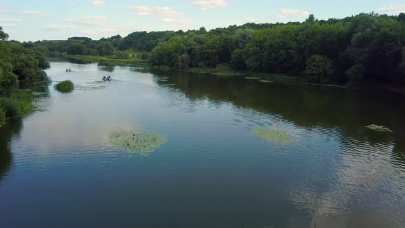 Aerial View of a Kayak Cruising a River