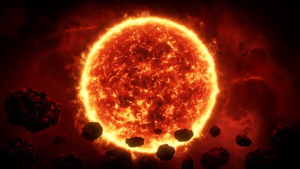 Sun with asteroids