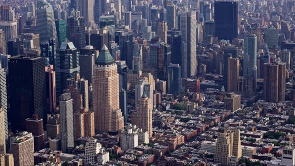 Aerial View of a New York Manhattan Filmed From a Helicopter