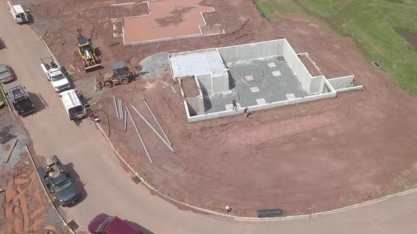 aerial view of building construction site