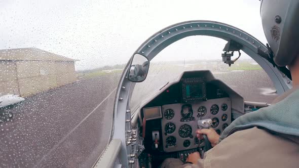 Shot of a Fighter Jet Taking Off From the Ground.