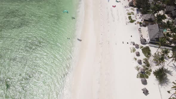 Aerial View of the Beach on Zanzibar Island Tanzania Slow Motion