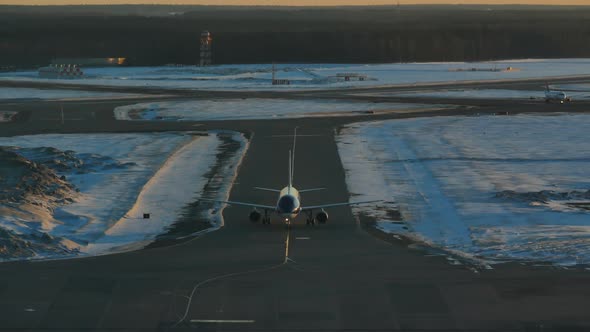 Plane Is Moving On The Taxiway 3