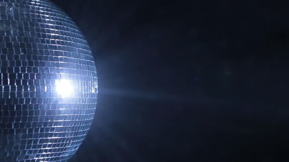 Half of Mirror Ball Reflect Blue-white Light