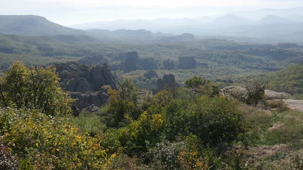 Slow pan on valley with strange  formations in Western Bulgaria  4K 2160p 30fps UltraHD footage - Fa